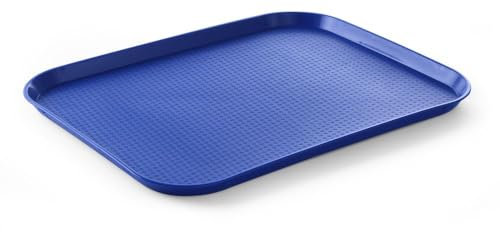 HENDI Bandeja de Servicio, Grande, Rectangular, Multiusos, resiste hasta 80°C, Bandeja para Servir Comida rápida, Bebidas, Fast Food, Bandeja de Cocina, 350x450x(H) 20mm, Azul, Polipropileno