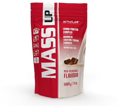 Activlab Whey Protein Weight Gainer - Kohlenhydrat und Molkenprotein - für schnellen Muskelaufbau - mit Kreatin und Taurin - 50 Portionen - Mass Up 5000 g Schokolade