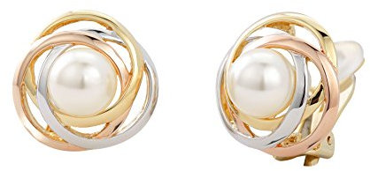 Traveller Ohrclip - Damen - Perle - 10mm - Weiß - Tricolor - 22kt Vergoldet, 18kt Rosé Vergoldet & Platiniert - 113955