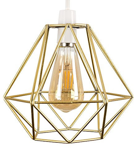 MiniSun | Retro Style Gold Metal Basket Ceiling Light Shade | Pendant Lights, Home Décor & Improvement Essential | 235mm Shade Width