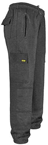 SITE KING Mens Cargo Combat Work Tracksuit Jogging Bottoms with Knee Pad Pockets Size S to 5XL Fleece Pants (3XL - 50/52 Waist, Charcoal)