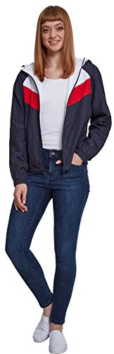 Urban Classics Femme Ladies 3-tone Windbreaker Jacket, Multicolore (bleu Marine/blanc/rouge Feu 01243)., L EU