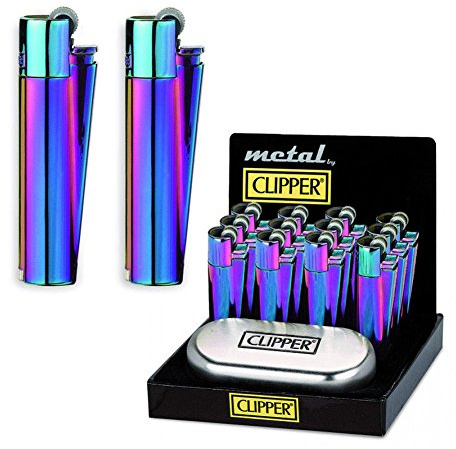 1 x Original Clipper Eis-Regenbogen-Feuerzeug mit Zinnetui