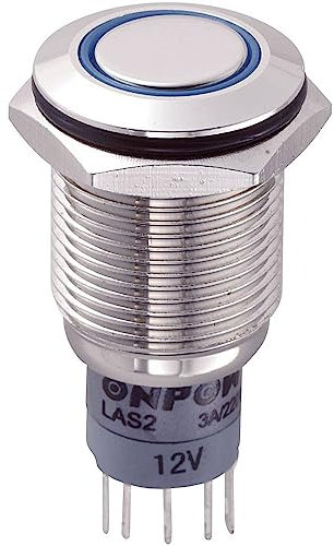 TRU Components 701791 LAS2GQF-11ZE/B/12V/N/P Vandalismusgeschützter Druckschalter 250 V/AC 3 A 1 x EIN/EIN rastend Blau