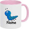 Shirtinstyle Kindertasse, Teetasse, Tasse, Raupe mit Wunschnamen, Wunschtext, Spruch, Kinder, Tiere, Natur, Kaffeetasse, Pott, Becher, Farbe rosa
