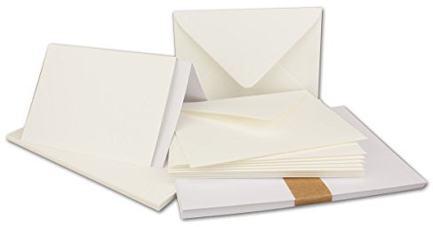 10x Faltkarten SET DIN A6/C6 mit Brief-Umschlägen in Natur-Weiß - inklusive Einleger - 14,8 x 10,5 cm - Premium Qualität - FarbenFroh