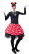 Oblique Unique® Damen Mouse Kostüm Rot Weiß Schwarz mit Rock Gepunktet + Perlen Kette + Maus Ohren Haarreifen mit Schleife + Handschuhe + Overknee Strümpfe für Fasching Karneval Motto Party