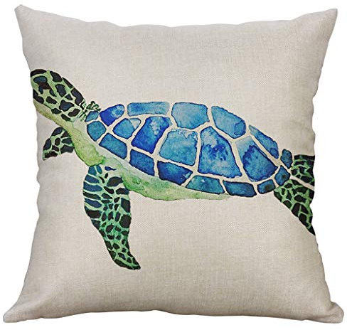 Xmiral Kissenh黮len Pillowcase Ozean Tier Muster Drucken Zierkissenbez黦e Baumwollmischung Dekokissenbezug(C,45x45cm)