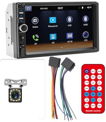 MuChangZi 7 Pulgadas 2 DIN HD MP5 Autoradio Modelos Generales Pantalla Táctil LCD Enlace de Espejo Reproductor de Autoradio Bluetooth USB TF AUX Audio de Coche (con 4LED Cámara de Marcha Atrás)