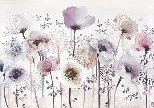 STROXTH WALLPAPER Papier Peint Panoramique 3d Sur Mesure Fleur Tropicale Chambre Enfant, Colorees Rose Bleu Floral Feuillage Papillon Pissenlit Paysage Fille Garcon Poster Geant Mural