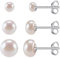 Boucle doreille Femme Perle de Culture Lot 3 Paires Clou d'oreilles Argent 925 avec Perle Blanche 4mm 6mm 8mm Bijoux Élégant Cadeau Anniversaire Femme Fille
