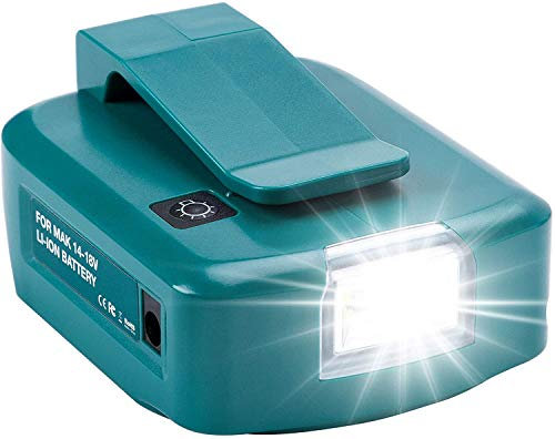 Adp05 Stromquellenadapter, Konverter, Dual-USB-Telefon-Stromquelle mit DC-Port LED-Licht, kompatibel mit Makita 18V Lithium-Ionen-Akku BL1430 BL1830 BL1840 BL1860 BL1850B