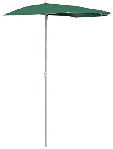 vidaXL Sonnenschirm Halbrund mit Mast Balkonschirm Terrassenschirm Gartenschirm Marktschirm Ampelschirm Strandschirm 180x90cm Grün