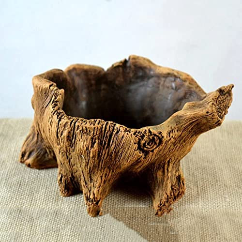 ZXKYZR8 Jardinière debout en bois flotté pour intérieur extérieur, sculpture en bois pot de fleurs succulentes serpent plante en bambou conteneur de cactus racine d'arbre rustique tronc souche bûche p