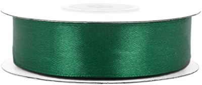Satinband 18mm x 25m Rolle - FARBAUSWAHL in 3/6/12/18/25/38/50/75/100mm - farbecht & waschbar - Schleifenband für Hochzeit - Geschenkband zum Verpacken Dekorieren Basteln - Dunkelgrün 587