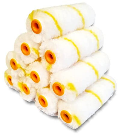Quercos. 10er Pack 10 cm Acryl Gelbfaden Farbwalze Malerwalze Farbroller Heizkörperrolle