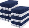 Utopia Towels Toallas de Cocina, 38 x 64 cm, 100% algodón Hilado en Anillo, Toallas de Plato súper Suaves y absorbentes, Toallas de té y Toallas de Barra, (Paquete de 12) (Marina y Blanco)