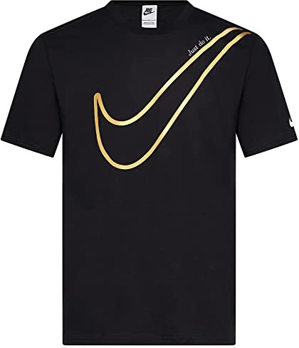 NIKE Just Do It T Shirt Mens Swoosh Tee Crew Neck Short Sleeve T Shirt Black DR9275 010 New (XX-Large)