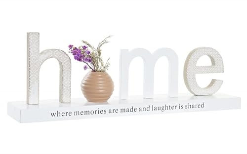 D,casa - Letras Decoración Cartel Colgador Led para Pared o Sobremesa Madera Estilo nordico - Home Blanco