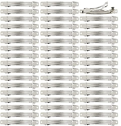 50 Stück 3,15 Zoll Silber Square Rechteck Metall French Barrette Plain Base Haarspangen DIY Crafting Clips für Schleifen Snap Haarspangen Pferdeschwanz Halter Haarspangen Zubehör für Frauen Mädchen