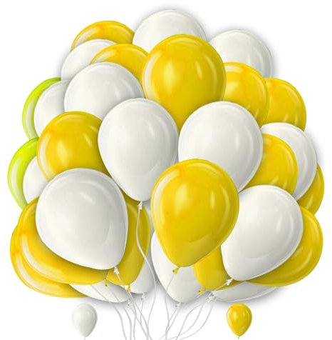 Weiße gelbe Luftballons, 2 Farbkombinationen, 25,4 cm, Luftballons, Sonnenblumen-Popcorn-Motto-Partyballons, bunter Latex-Ballon für Geburtstag, Hochzeit, Weihnachtsdekoration, 30 Stück