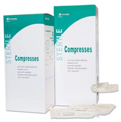 Compresses stériles en non tissé - 30 g - 7,5 x 7,5 cm - Boîte de 50 sachets de 5