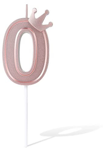 TOYMIS 3inch Crown Number Candle, Birthday Candle Cake Topper 3D Numeral Cake Candles for Birthday Cakes Anniversary Wedding Parties Special Occasion (Rose Gold; 0)