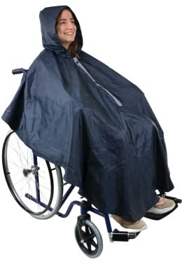 KMINA - Regencape Rollstuhl Erwachsene (Thermische Innenauskleidung), Rollstuhldecke Wasserdicht mit Reißverschluss, Regen Poncho Cape für Rollstuhl, Decke für Rollstuhlfahrer mit Kapuze