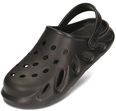 PLAME Zuecos Unisex Adultos EVA Zapatos de Jardín Zuecos de Verano 36-46 EU (Negro, Numeric_37)