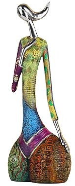 Abstrakte Kunst Frau Skulptur Figuren - Bunte Yoga-Charakter Statue für Moderne Heimdekoration - Handgefertigte Figur mit ausdrucksstarkem Design - Hand-Painted Ölmalerei Frau Statue (B)