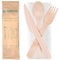 ECORIYO 200pcs Disposable Wooden Cutlery – 50 Forks, 50 Knives, 50 Spoons, 50 Napkins – Strong Disposable Cutlery Individually Wrapped for Cafes, Party, Restaurants and Home