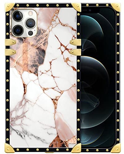 DAIZAG Compatible with iPhone 15 Pro Case Golden Natural Marble Pattern Phone Case Golden Square Shockproof Phone Case Cover Gift for Apple iPhone 15 Pro