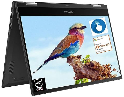 ASUS Più nuovo sottile e leggero VivoBook, 14 HD Touchscreen 2-in-1 Laptop, 4GB RAM, 1TB SSD, Intel Celeron Processor, Type-C, HDMI, Microsoft 365 Personal 1-Year, Windows 11 S