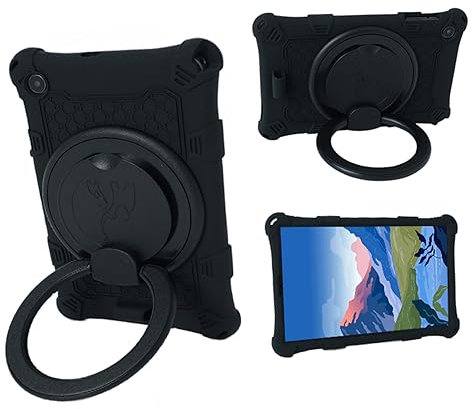 AKNICI Silicona Funda para ALLDOCUBE iPlay 50 Mini Pro/ALLDOCUBE iPlay 50 Mini Tablet 8,4 Pulgadas, Funda con 360° Soporte Giratorio/Correa de Hombro/Mango, Negro