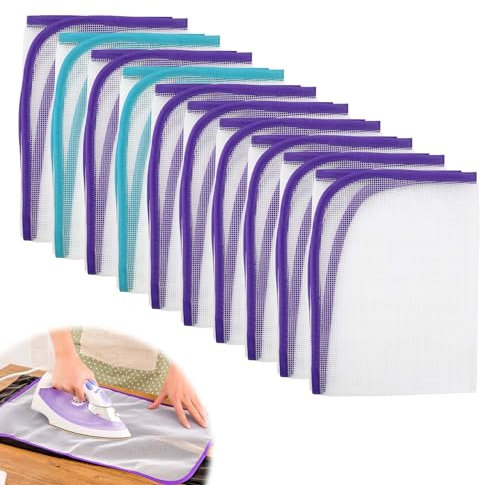 10 Pezzi Panno per Stirare, SPRHR Pad in Ferro Resistente ai Calore, 40 × 60cm Panno Stiro in Rete, Evitare di Danneggiare Vestiti Stirando, Colore Casuale