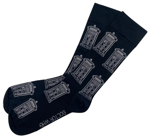 Scificollector Multi Tardis Print Doctor Who Crew Chaussettes Bleu marine Taille 39-45, bleu marine, taille unique