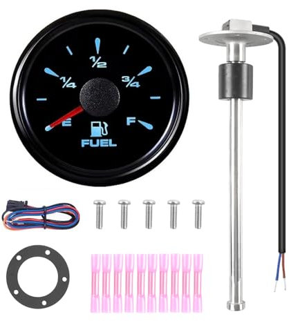 Medidor de Combustible con Sensor de Nivel de Combustible, 190ohm Medidor de Combustible de Aceite de Calefacción Medidor de Combustible con Sensor de Nivel de Agua de 200 mm para Barco Coche