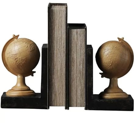 Yofab Serre-Livres Earth Globe - Matériau en résine Robuste - Livres décoratifs Vintage - Serre-Livres décoratifs Uniques pour Affichage sur étagère