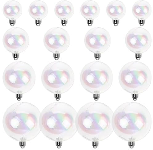 Kichvoe 54Pcs Christmas Iridescent Ornaments Balls Plastic Clear Bubble Christmas Tree Decorations Hanging Ornaments Balls DIY Craft for Xmas Party Birthday Wedding Decor