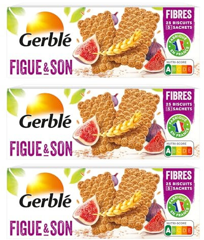Gerblé Biscuits Figue & Son – Riche en fibres, saveur fruitée et texture moelleuse, sans huile de palme, lot de 3 paquets, 3 x 192g