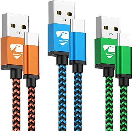 Aioneus Cable USB C, [2M/Lot de 3] Cable USB vers USB C Charge Rapide 3A Cordon Chargeur Type C Tressé Câble USB C pour Samsung Galaxy S20 S21 S22 S23 S8 A12 A14 A34 A53 A54,Google Pixel,Xiaomi,Switch