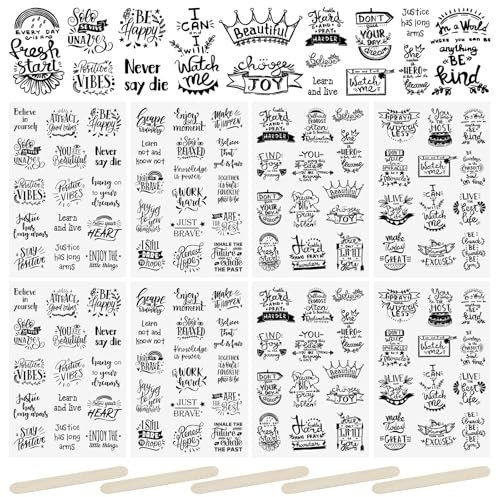 WANDIC 16 Blatt Rub-On-Transfer-Aufkleber, schwarz, Ermutigung, Thema, Transfer-Aufkleber, inspirierende DIY-Scrapbook-Aufkleber für Grußkarten, Geschenkverpackungen, Dekoration