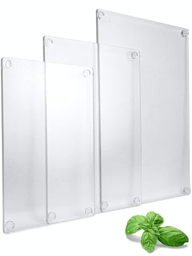 Acryl Schneidebrett Set 3 Stück - Hygienisch - Antibakteriell - Rutschfest - Transparent - Schneidebretter Kunststoff - Schneidebretter Set