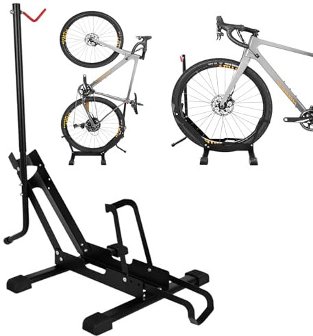 Aolawco 2-in-1 Freistehender Fahrradhalter, Einstellbar Fahrradständer Boden, Mountainbike, Rennrad, MTB, Vertikalen Fahrradständer für Garage, Haus und Fahrradgeschäft