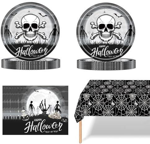 Halloween Vaisselle Assiette Kit, Assiettes en carton pour enfants, Vaisselle d’Halloween, Ensemble de Vaisselle d'Halloween, pour Halloween