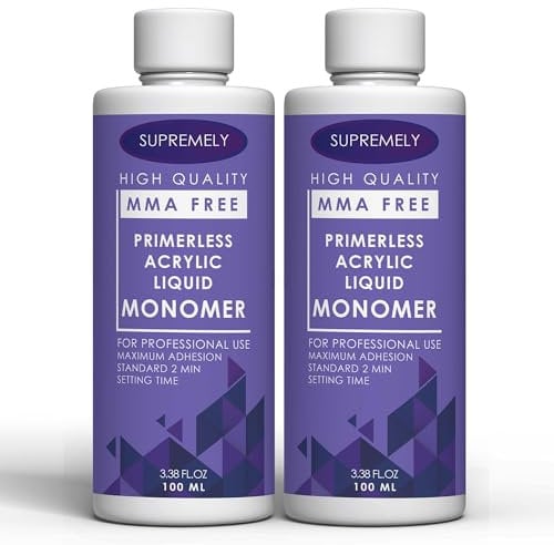 Supremely Ultra Adhesive Professional Purple Acrylic Liquid Monomer For Salon-Grade Acrylic Nail Art, Overlays & Extensions (100ml Pack of 2)