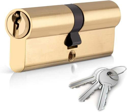 Brass 45/55 Euro Cylinder Door Barrel Lock with Anti-Bump and Anti-Drill/Pick Security, 3 Keys (100mm)