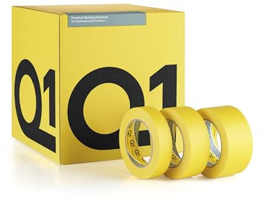 Q1® 3415 Multi-Purpose Premium Masking Tape, Suitable for Painting & Renovation, Automotive, Ideal for Surfaces like Walls, Carpets, Wood, Metal and all Paint Types [Single Roll] (36mm)
