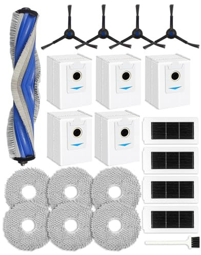 iRobacc 21 pezzi di ricambio compatibili con aspirapolvere ECOVACS DEEBOT X5 Pro, X5 Omni, 1 spazzola principale, 4 spazzole laterali, 5 sacchetti per la polvere, 4 filtri HEPA, 6 panni per mocio