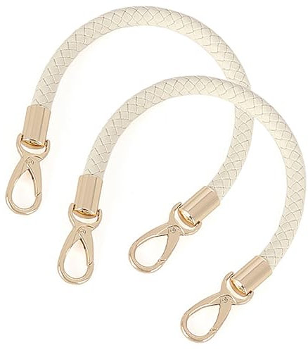 WANYI 2 Stück 40cm Taschenhenkel Leder Taschengurte zum Wechseln DIY Taschengriffe Schultergurt Taschenriemen Ersatzhenkel für Taschen Handtasche Geldbörse mit 2 Gold Karabinerhaken (Beige)
